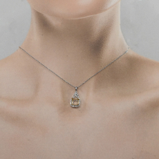 Cushion 6x6mm Pendant Semi Mount in 14K Dual Tone (White/Yellow) Gold with Diamond Accents