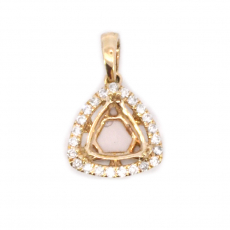Trillion Shape 7mm Pendant Semi Mount in 14K Yellow Gold with Diamond Accents