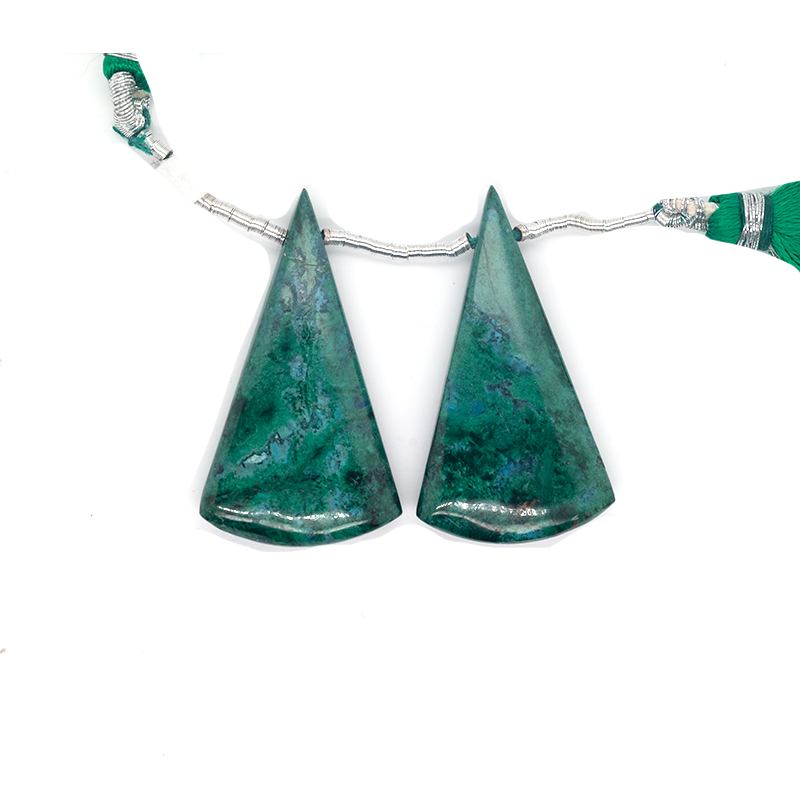 Chrysocolla Drop Conical Shape 29x14mm Drilled Bead Matching Pair