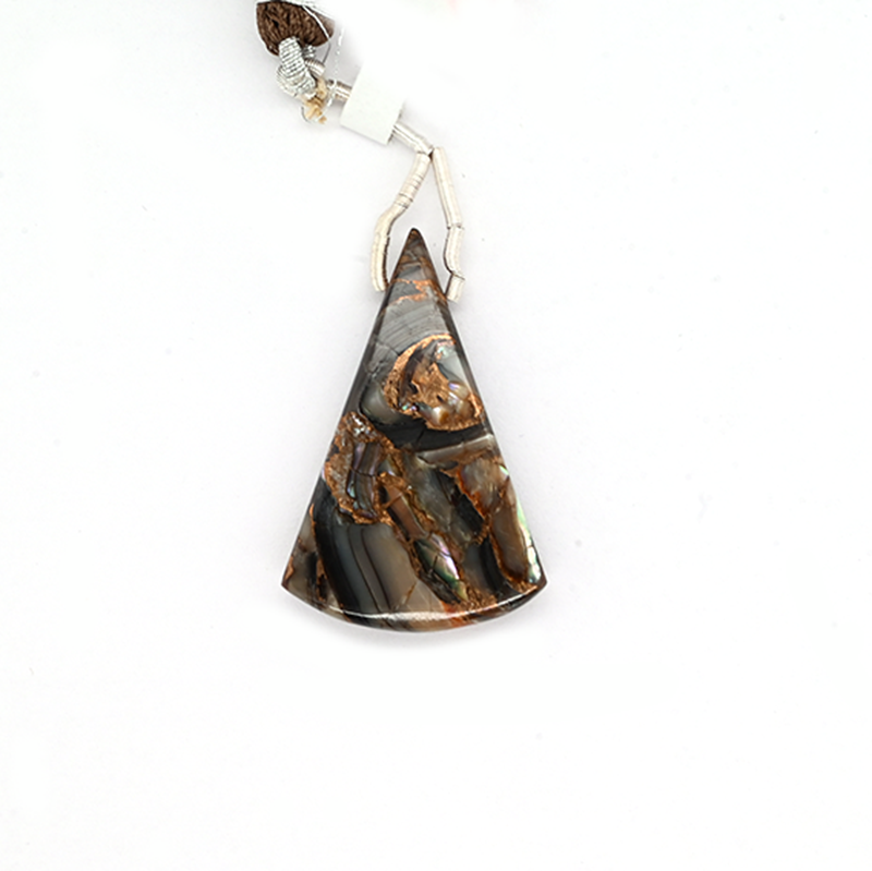 Copper Abalone Shell Drops Conical Shape 36x24mm Drilled Bead Matching Pair