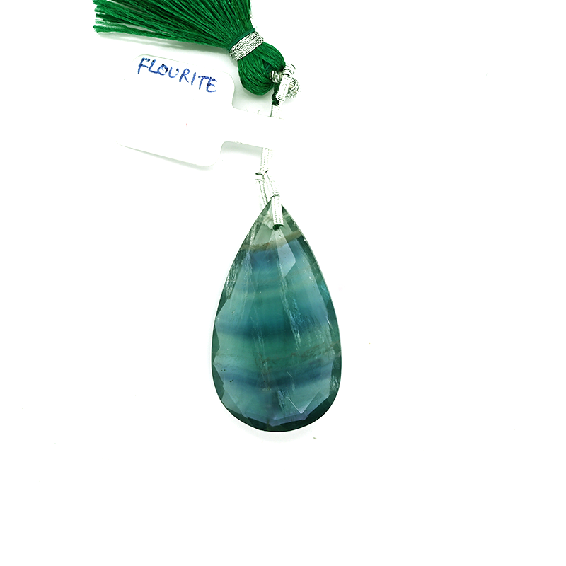 Fluorite Drops Almond Shape 36x20mm Drilled Beads Single Pendant Piece