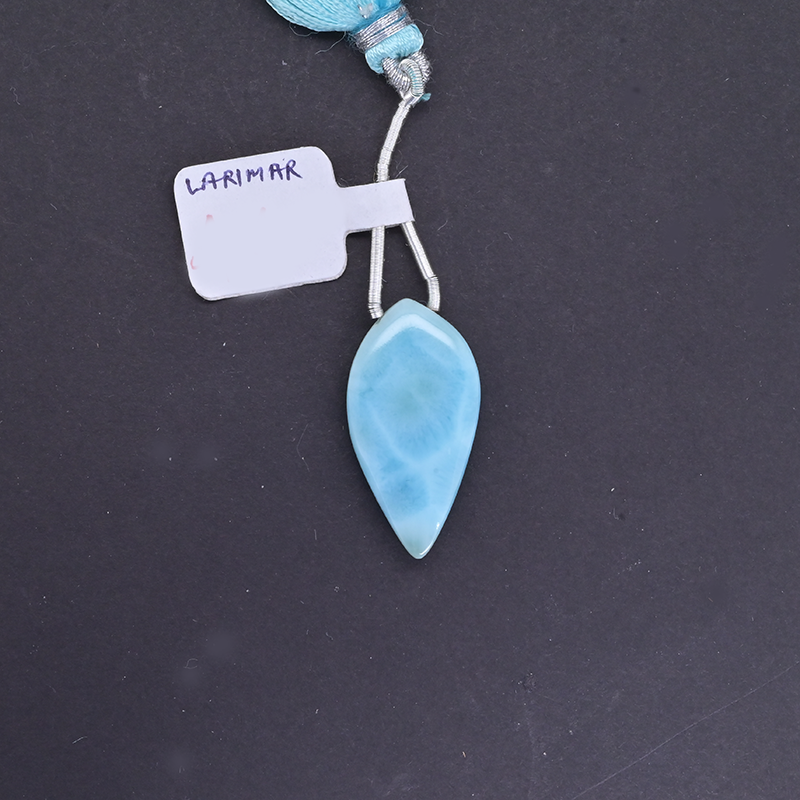 Larimar Drops Leaf Shape 29x15mm Drilled Bead Single Piece
