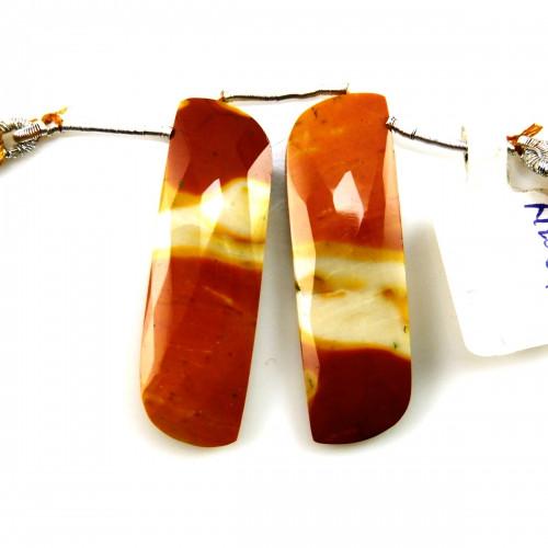 Mookaite Jasper Drops Fancy Shape 39x13mm Drilled beads Matching Pair