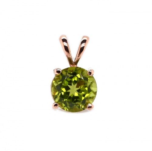 Peridot Round 8mm, 2.11 Carat Pendant In 14k Rose Gold (Chain Not Included)