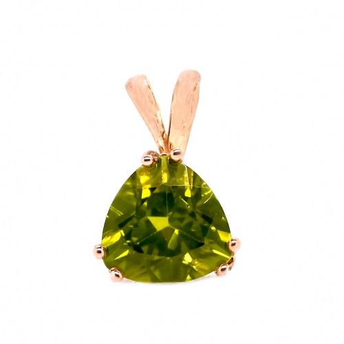Peridot Trillion Shape 8mm, 2.19 Carat Pendant In 14k Rose Gold (Chain Not Included)