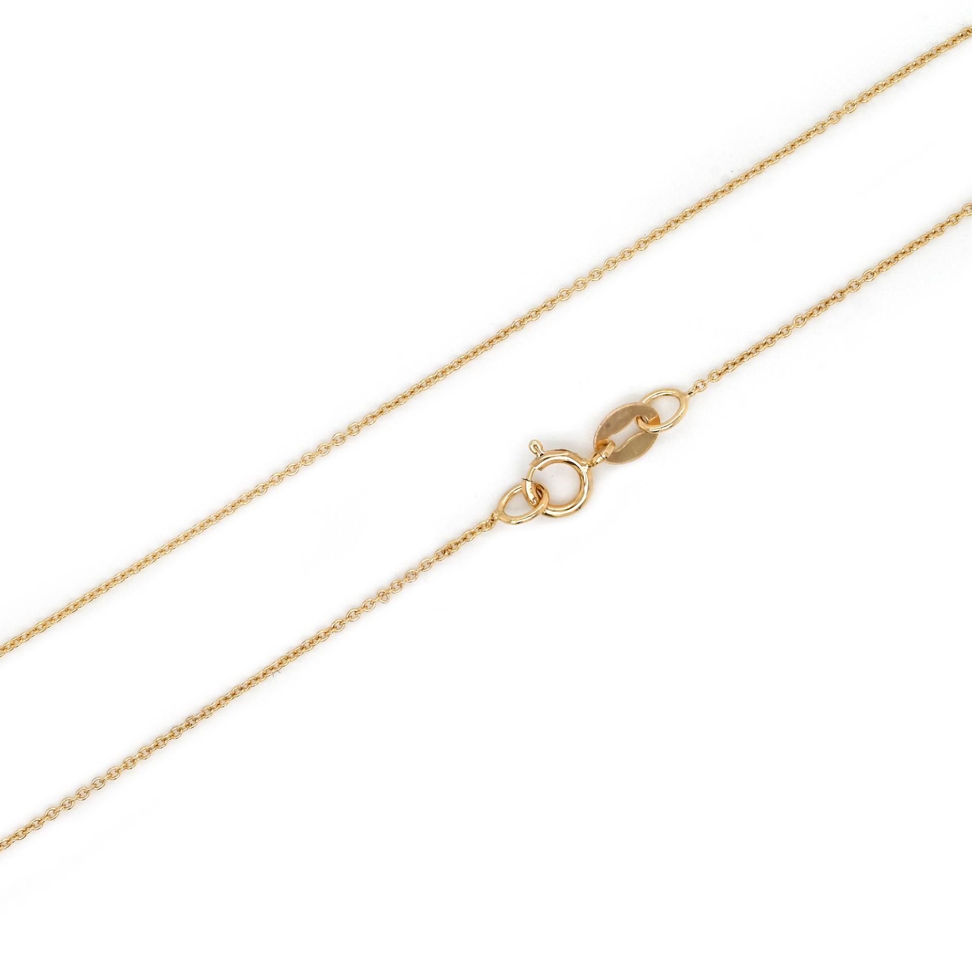 16-18" Adjustable Cable Chain Necklace in 14K Solid Yellow Gold Approximately 0.80mm Chain and 4.5mm Spring ring Clasp.