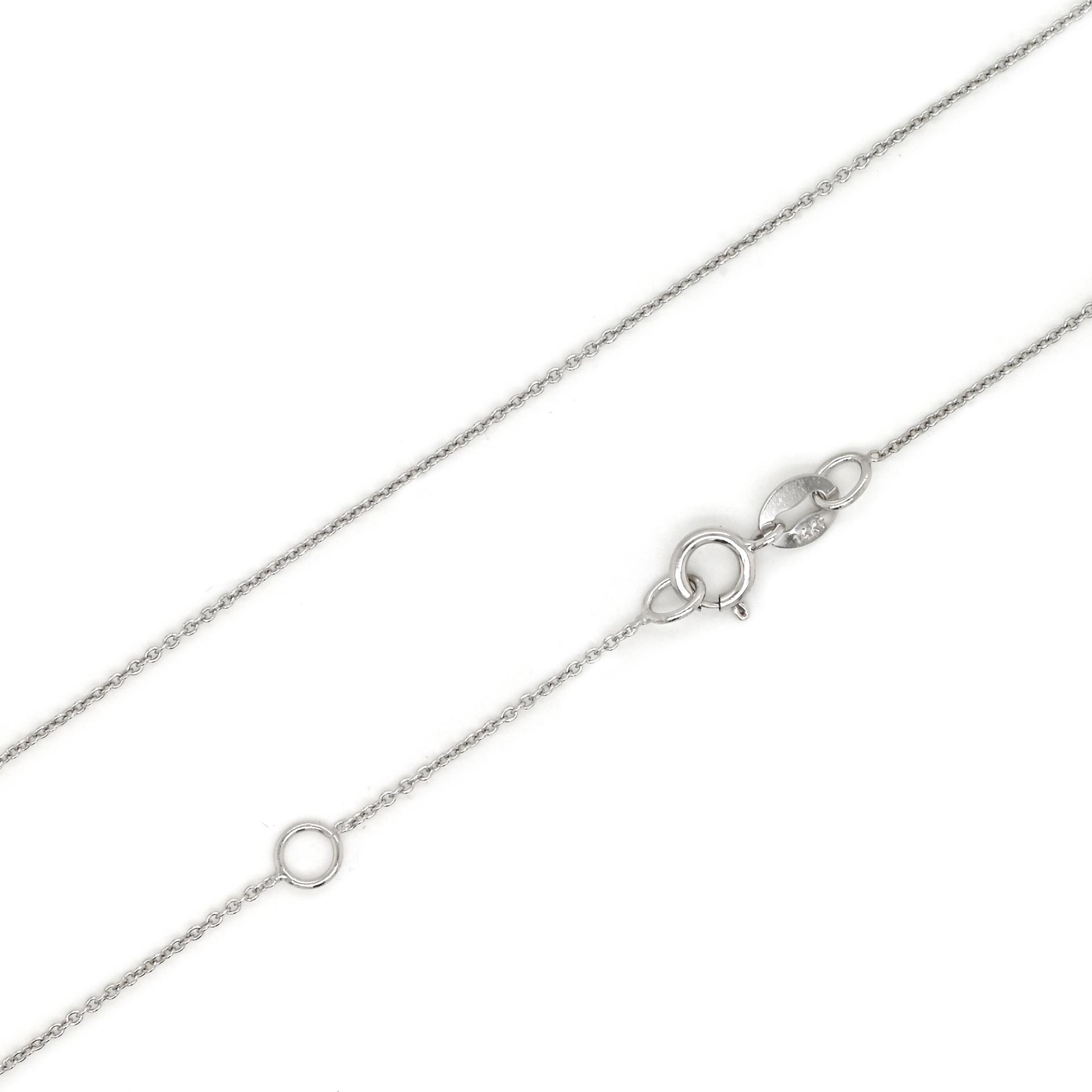 16"-18" Adjustable Cable Necklace Chain in 14K Solid White Gold Approximately 0.6mm Chain and 4.5mm Spring Ring Clasp