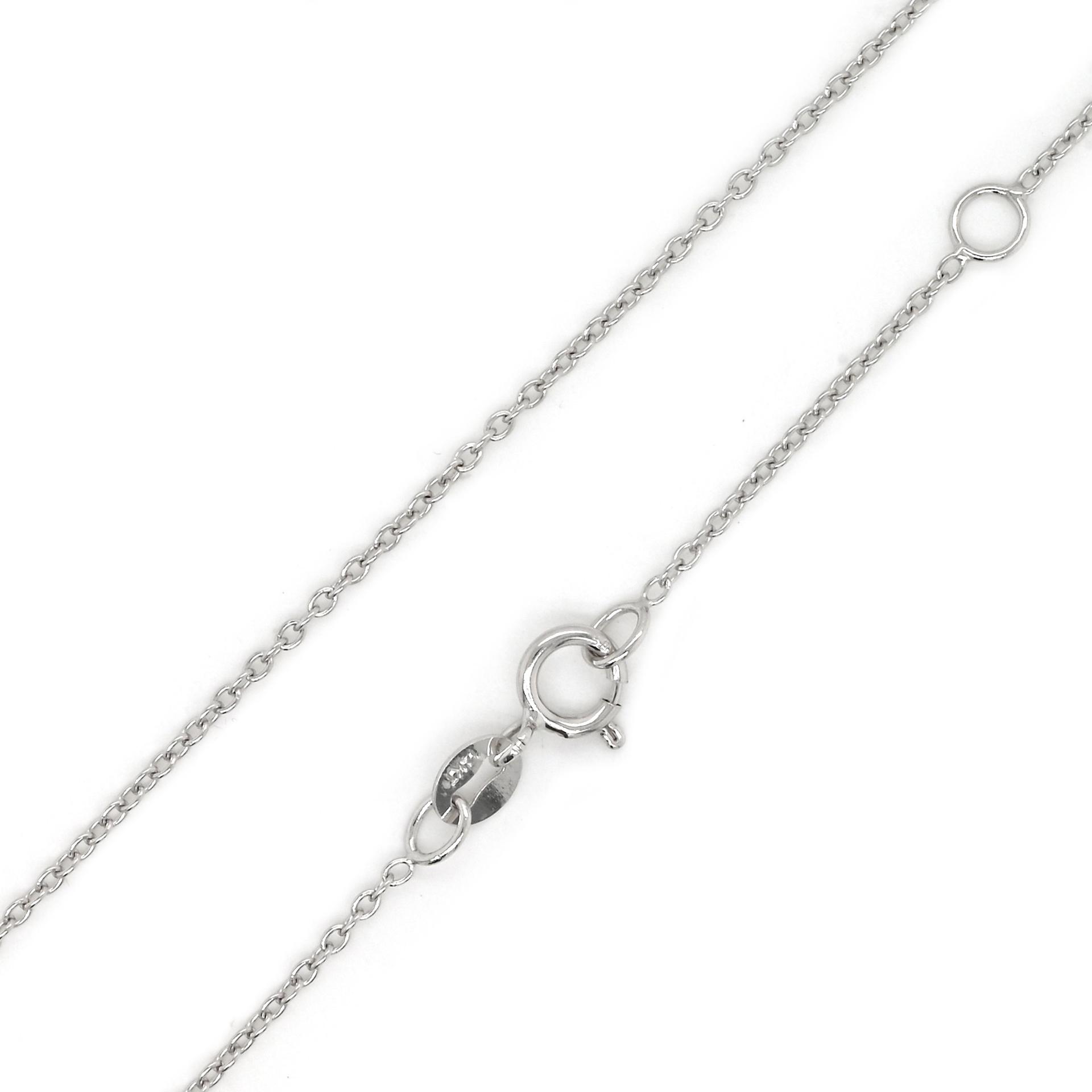 16"-18" Adjustable Cable Necklace Chain in 14K Solid White Gold Approximately 1mm Chain and 5mm Spring Ring Clasp