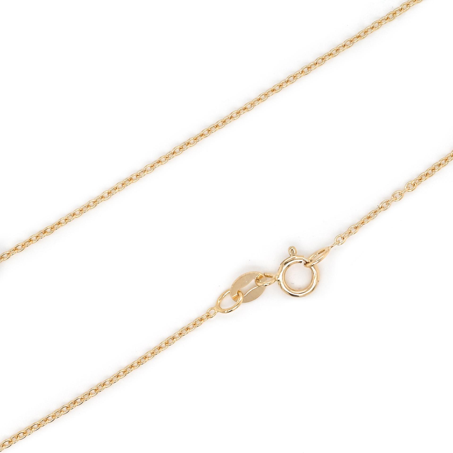 16-18" Adjustable Cable Chain Necklace in 14K Solid Yellow Gold Approximately 1mm Chain and 5mm Spring Ring Clasp.