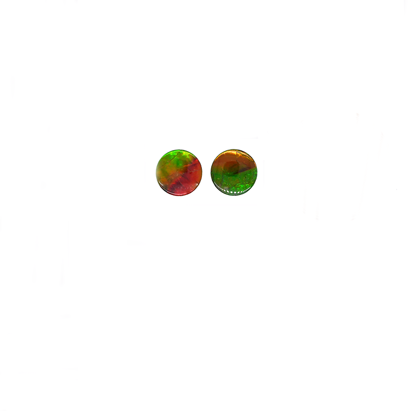 Fossilized Ammolite Cab Round 8mm Matching Pair Approximately 2.79 Carat