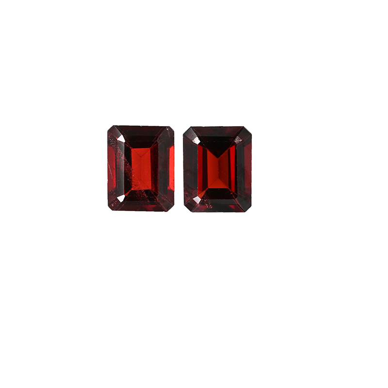 Red Garnet Emerald Cut 10x8mm Approximately 7.20 Carat Matching Pair