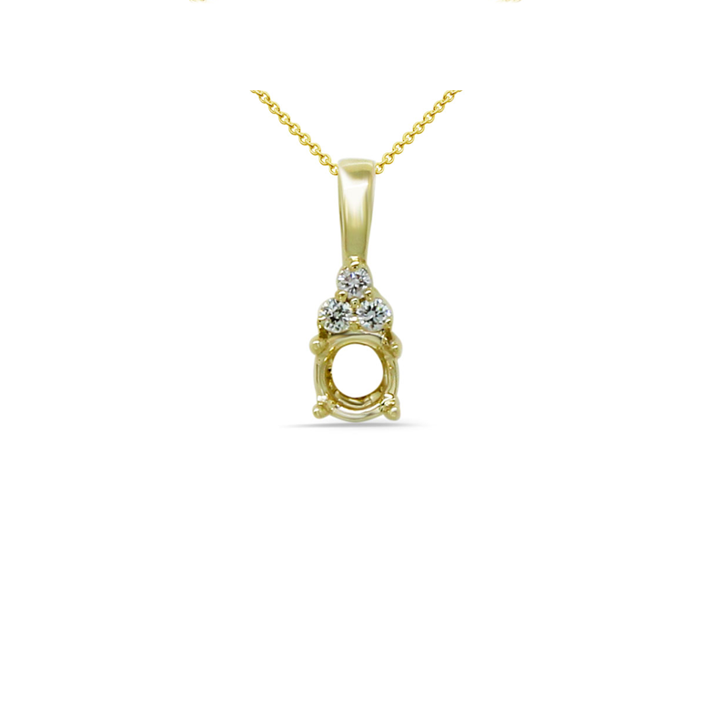Round 5x5mm Pendant Semi Mount in 14K Yellow Gold with Diamond Accents(Chain not Included)