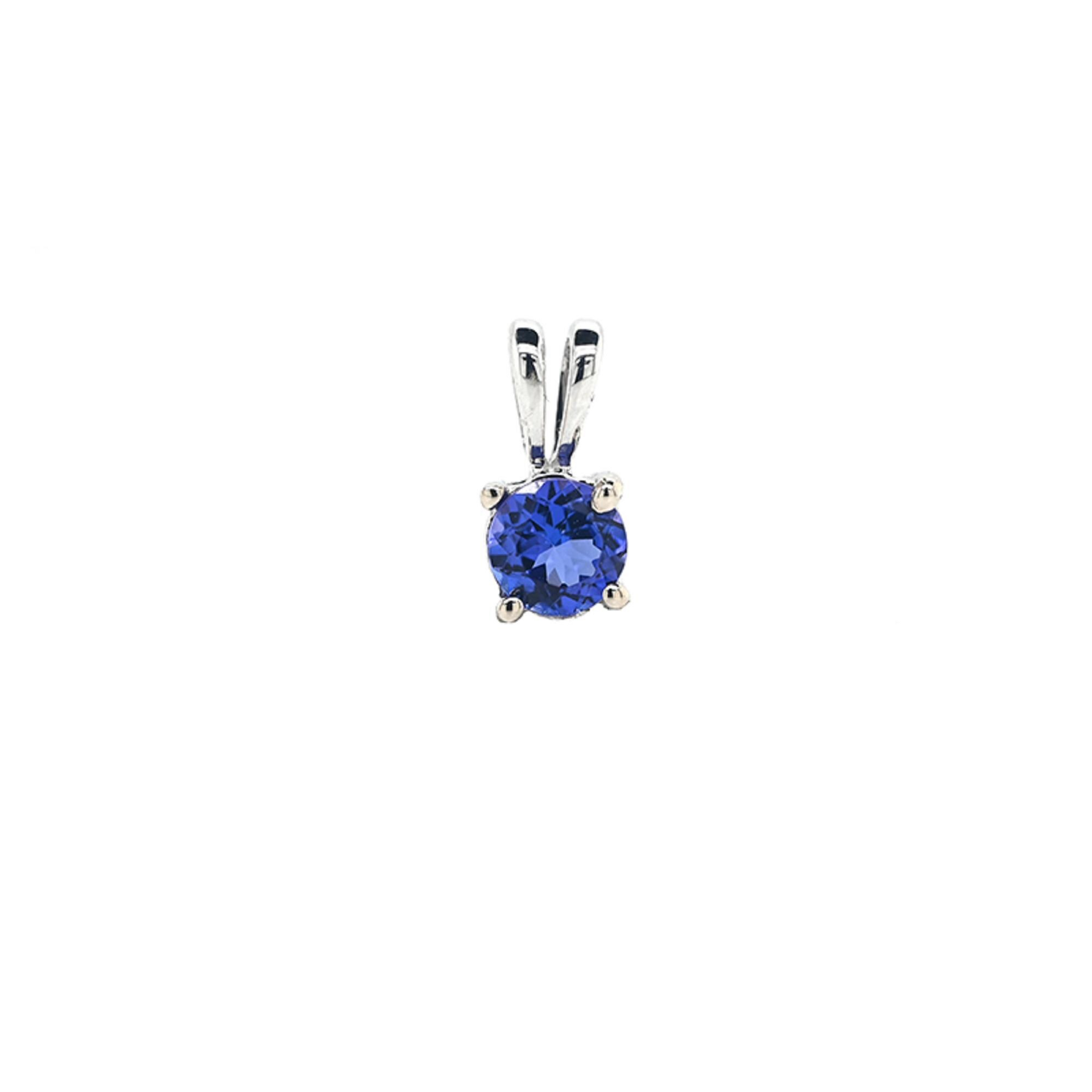 Tanzanite Round Shape 0.43 Carat Pendant in 14K White Gold ( Chain Not Included )