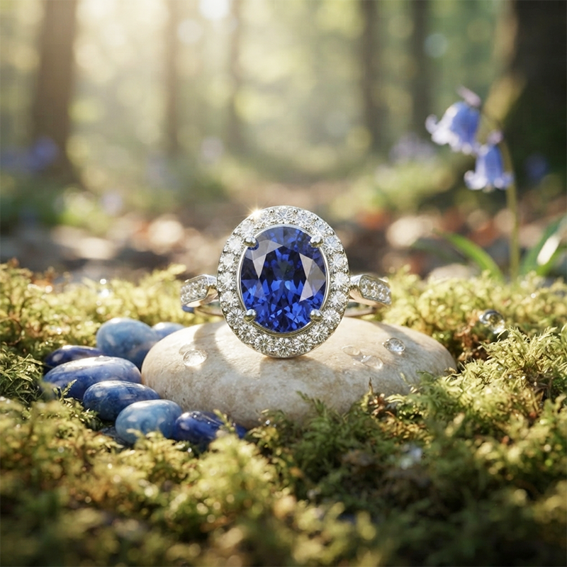 2.29 Carat Ceylon Sapphire And Diamond Ring In 18K White Gold