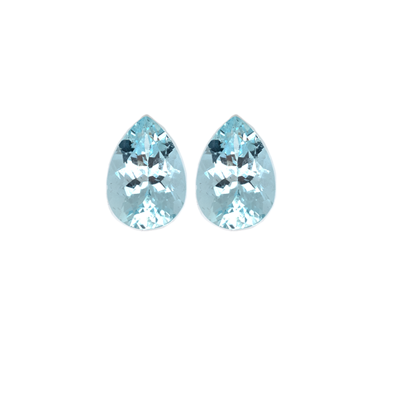 Aquamarine Pear Shape 10x7mm Matching Pair Approximately 3.43Carat