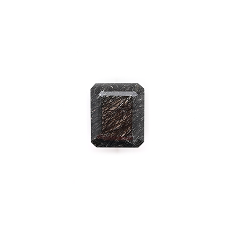 Black Rutilated Quartz Emerald Cut 12x10mm Approximately 6.50 Carat