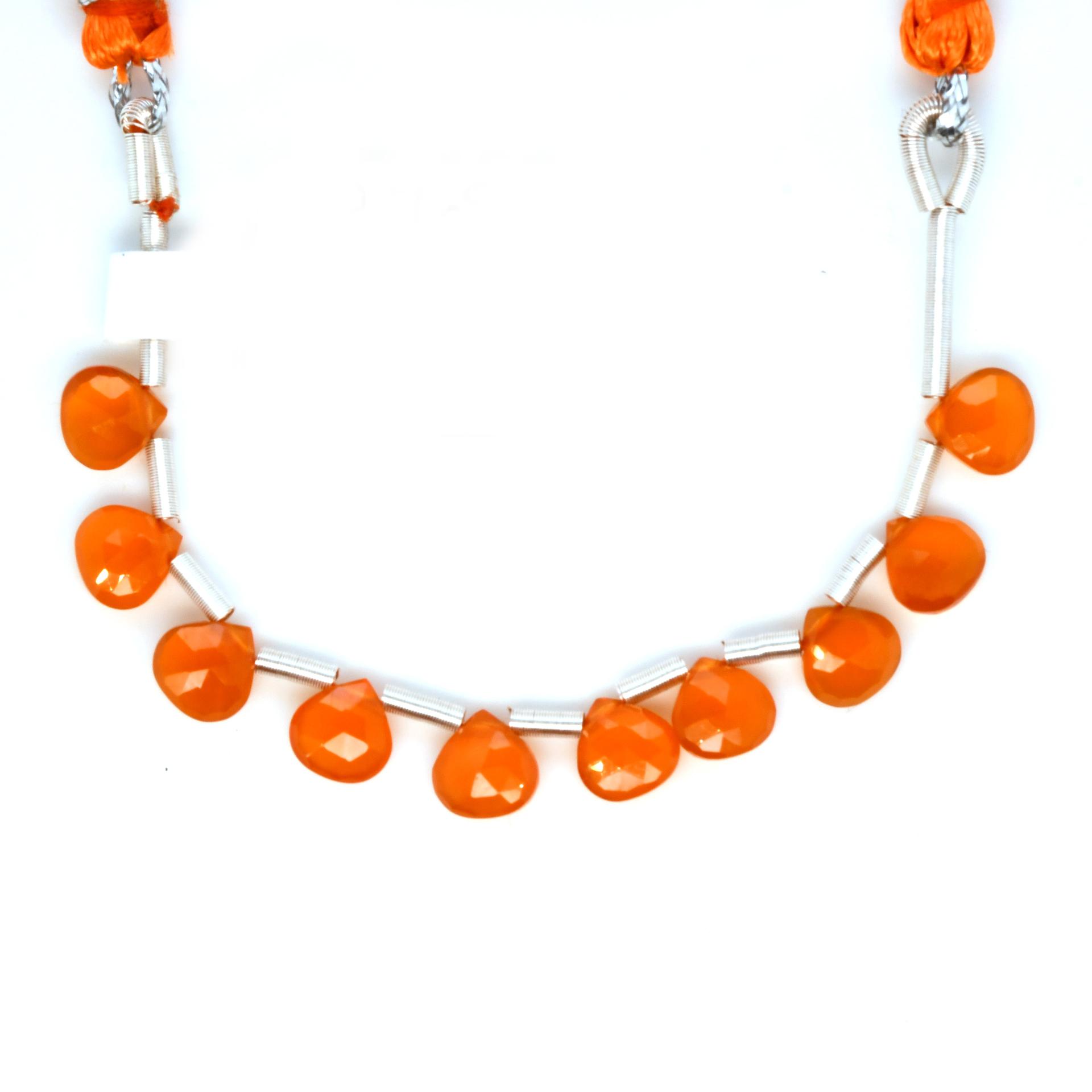 Carnelian Drop Heart Shape 6x6mm Drilled Bead Line 10 beads