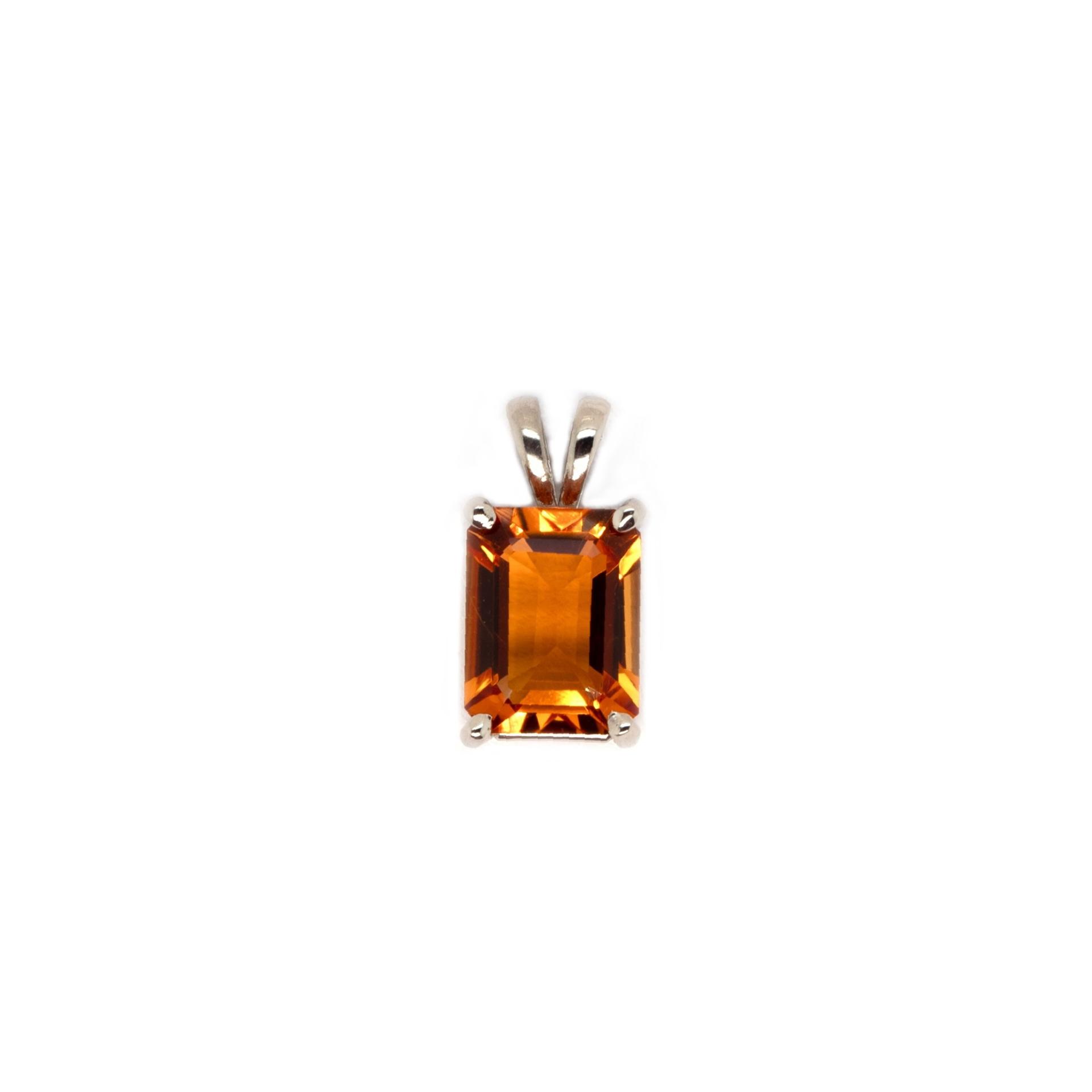 Citrine Emerald Cut 9x7mm, 2.17 Carat Solitaire Pendant in 14K White Gold (Chain Not Included)