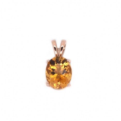 Citrine Oval 9x7mm, 1.71 Carat Solitaire Pendant in 14K Rose Gold (Chain Not Included)