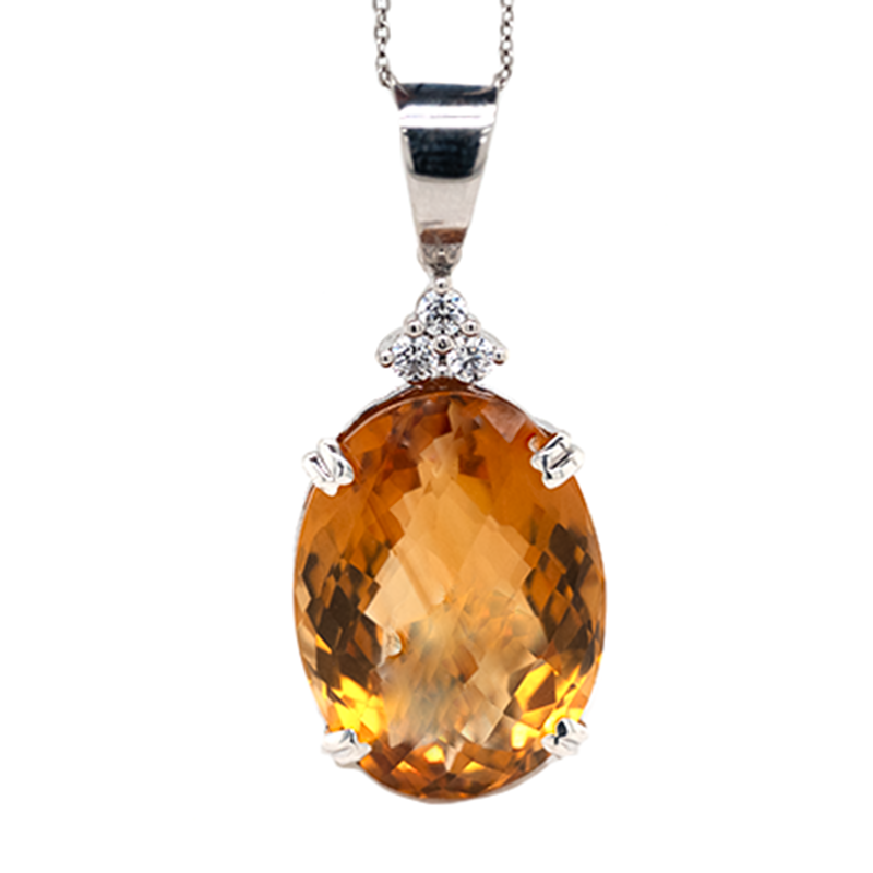 Citrine Oval Shape 11.05 Carat Pendant in 925 Sterling Silver ( Chain not Included)