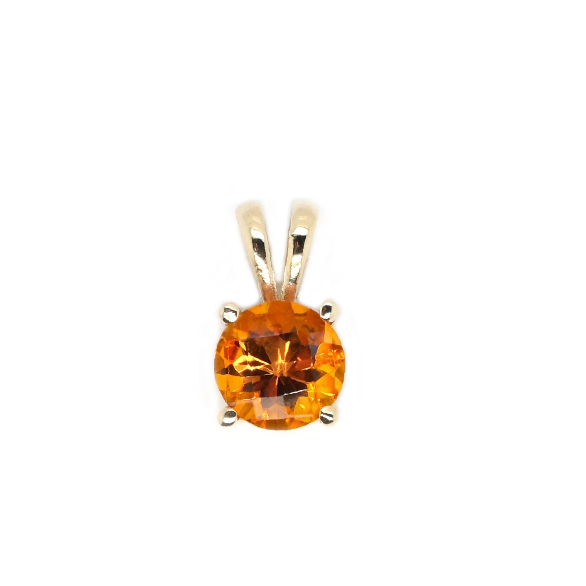 Citrine Round 6mm, 0.76 Carat Solitaire Pendant In 14k Yellow Gold (Chain Not Included)