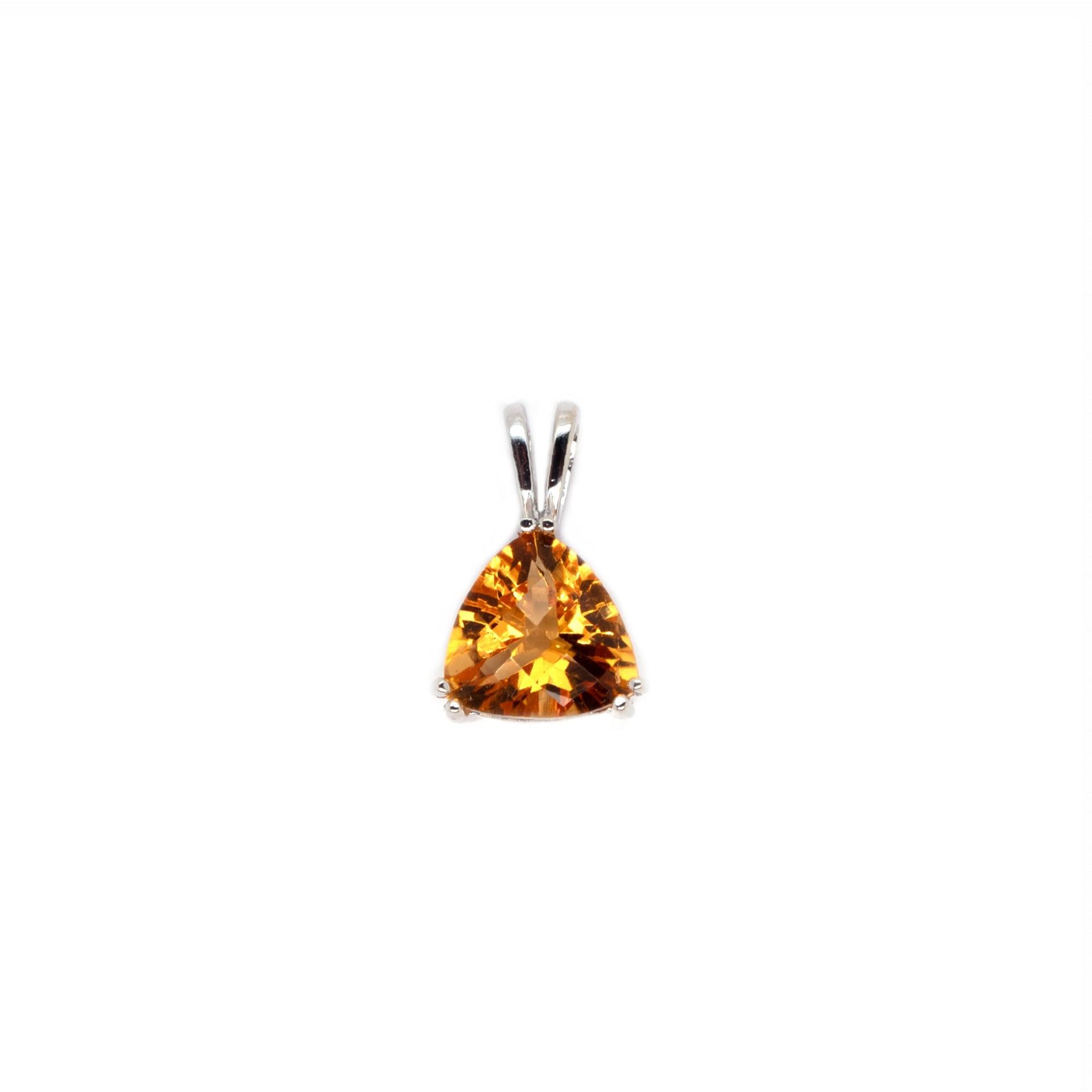 Citrine Trillion 8mm, 1.67 Carat Solitaire Pendant In 14k White Gold (Chain Not Included)