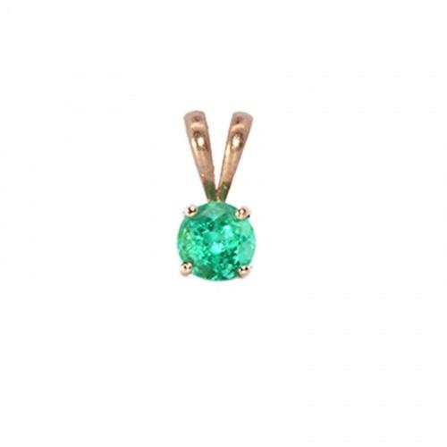 Colombian Emerald Round 5mm, 0.46 Carat Pendant in 14K Rose Gold(Chain Not Included)