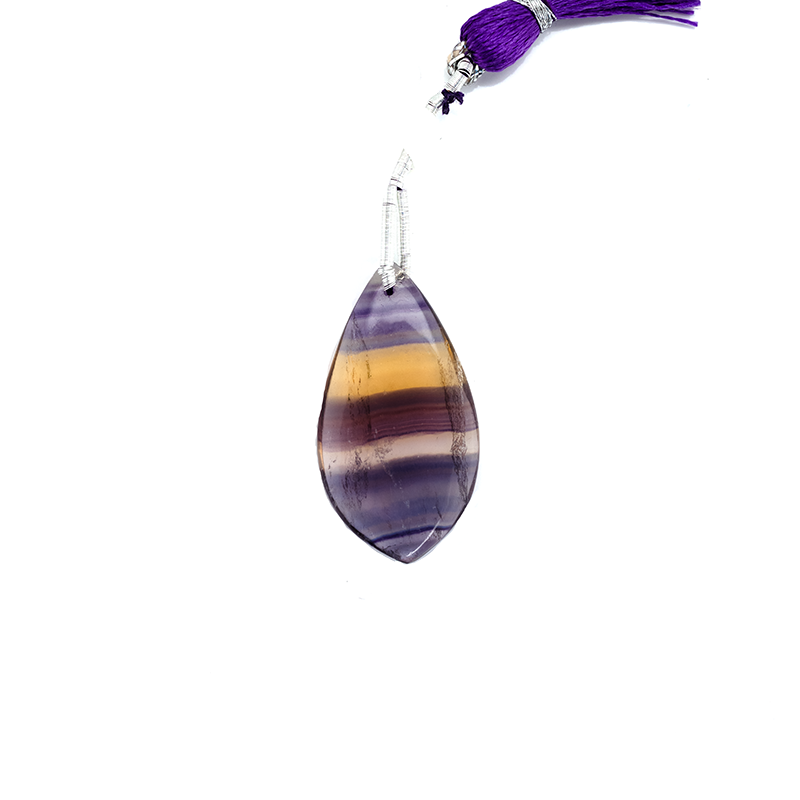Drops Leaf Shape Fluorite33x17mm Drilled Beads Single Pendant Piece