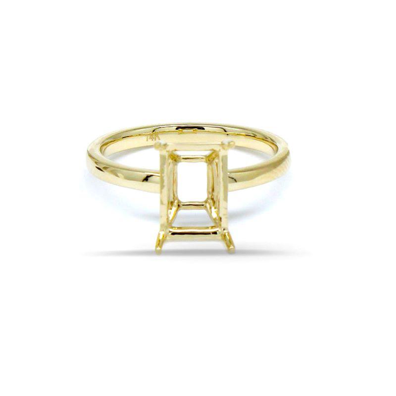 Emerald Cut 9.5x6.5 Solitaire Ring Semi Mount in 14K Yellow Gold