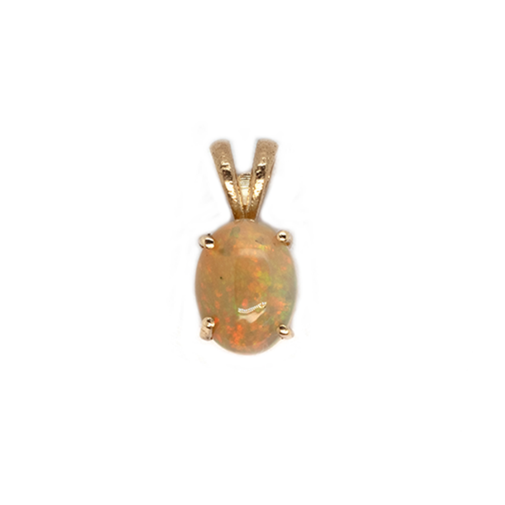 Ethiopian Opal Cab Oval 10x8mm, 1.83 Carat Solitaire Pendant In 14k Yellow Gold (Chain Not Included)