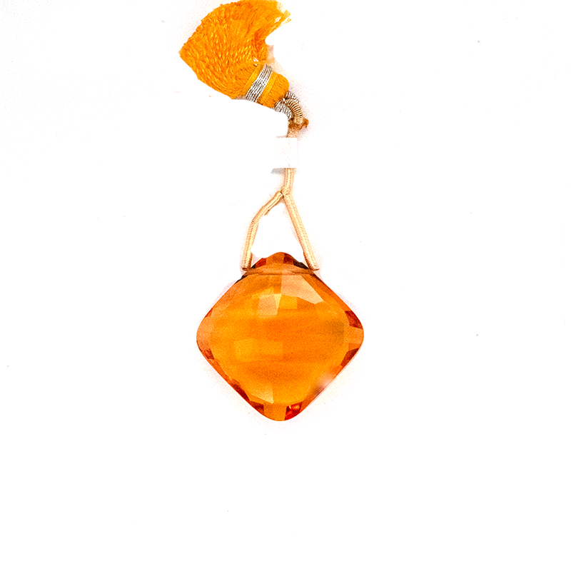 Hydro Citrine Drop Cushion Shape 26x26mm Drilled Bead Single Pendant Piece