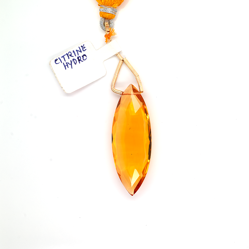 Hydro Citrine Drops Marquise Shape 42x15mm Drilled Beads Single Piece