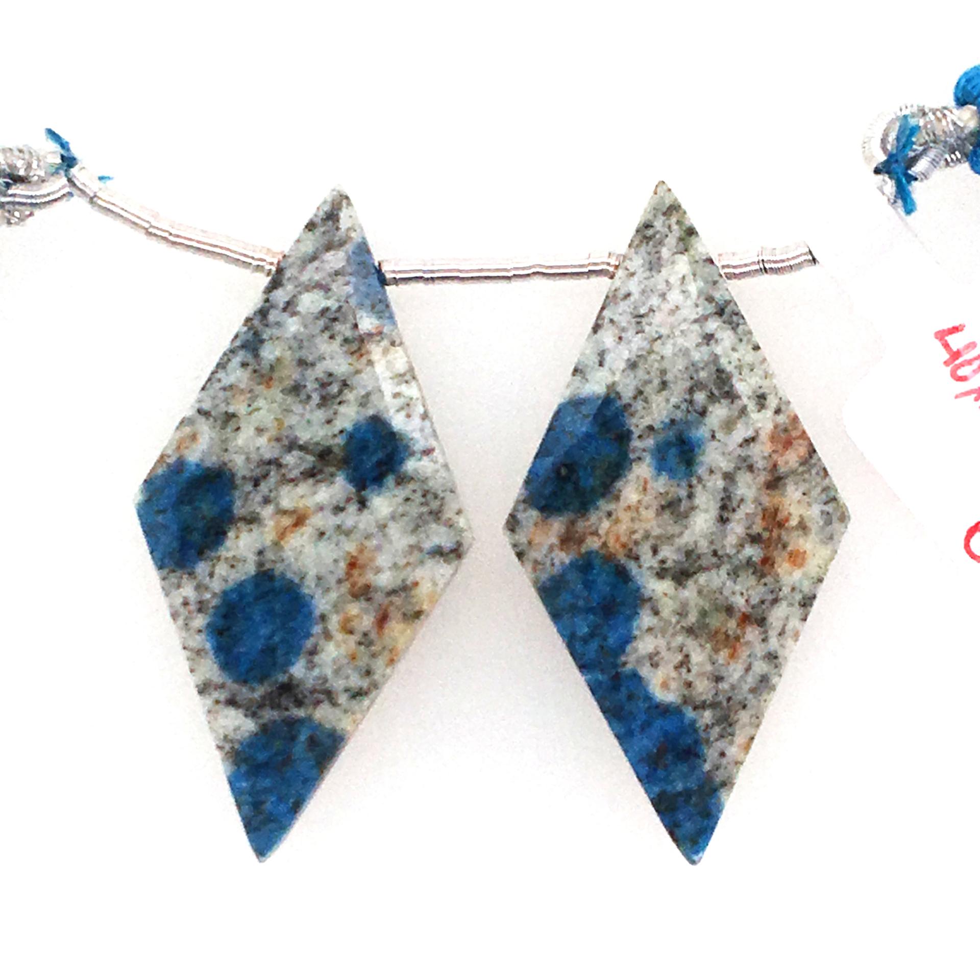 K-2 Jasper Drops Kite Shape 40x20mm Drilled Beads Matching Pair