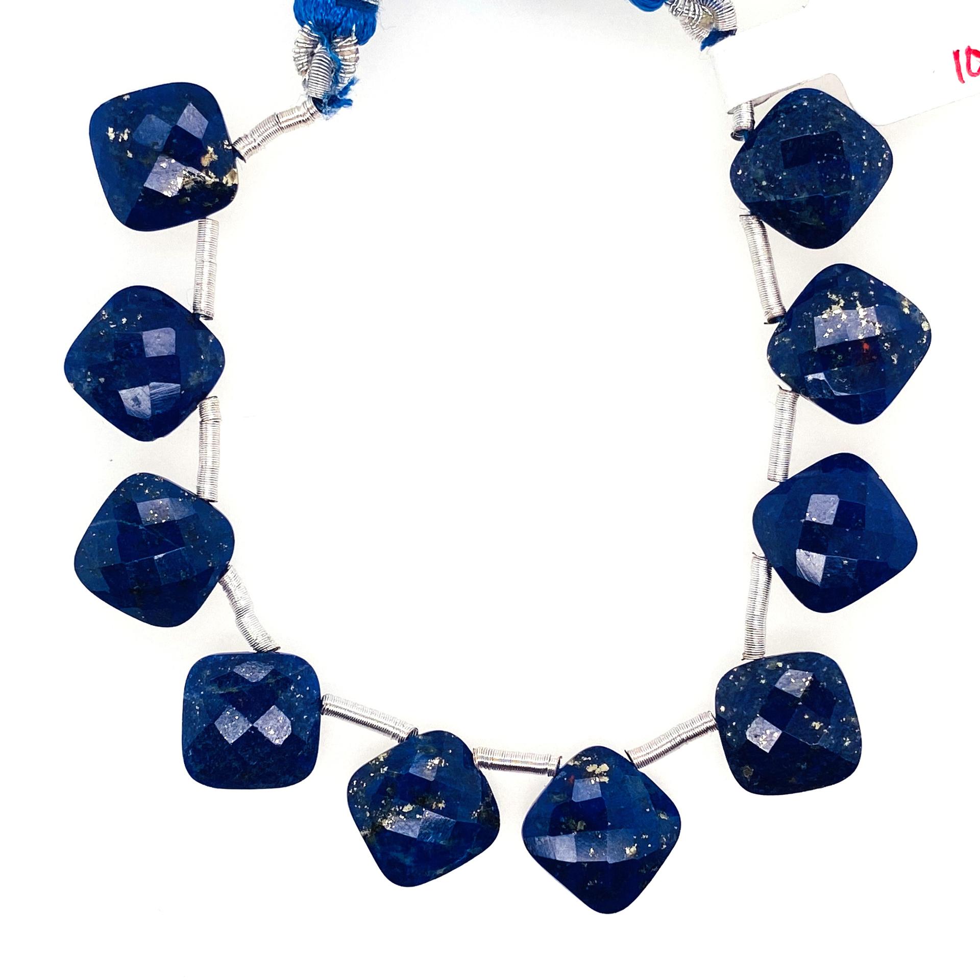 Lapis Drop Cushion Shape 10x10mm Drilled Beads 10 Pieces