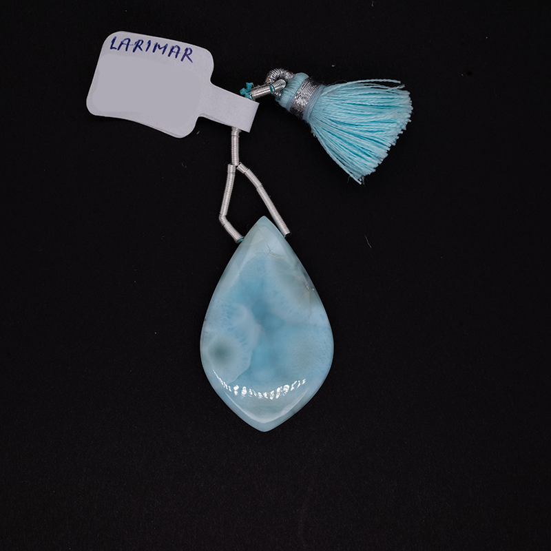 Larimar Drop Leaf Shape 34x21mm Drilled Bead Single Pendant Piece