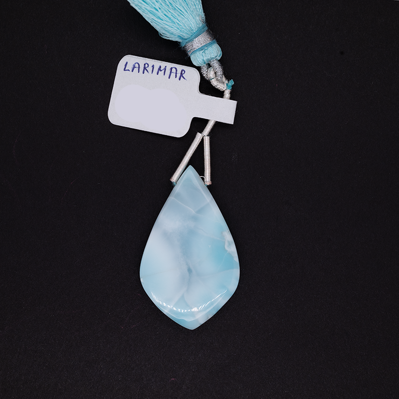 Larimar Drop Leaf Shape 34x21mm Drilled Bead Single Pendant Piece