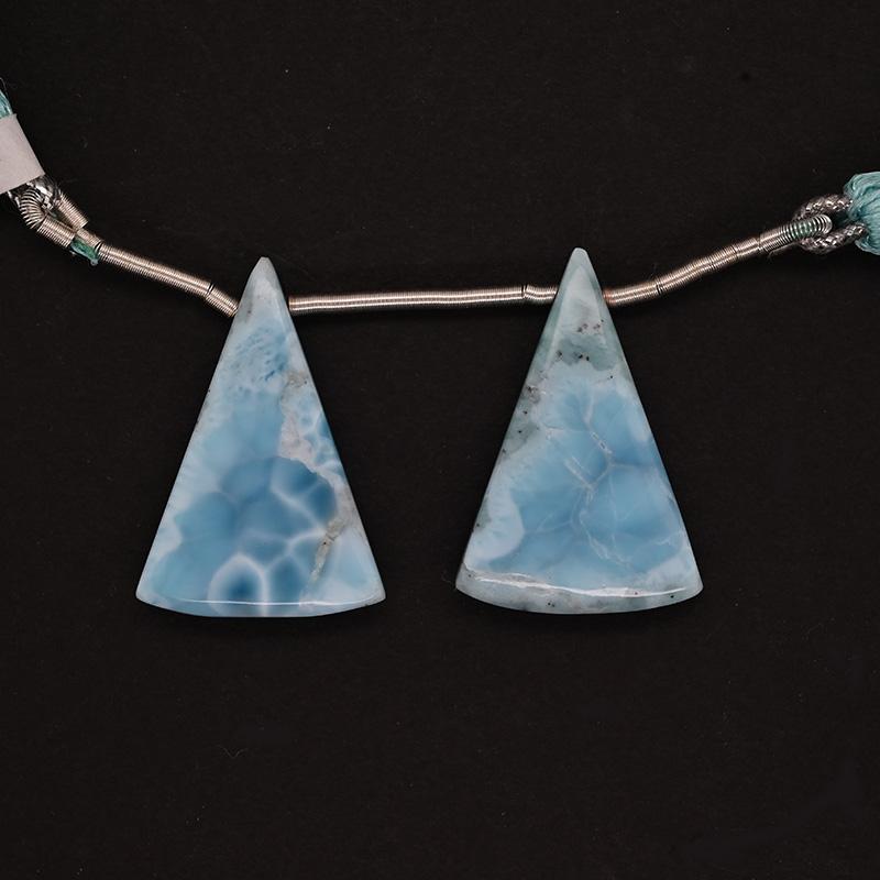 Larimar Drops Conical Shape 26x18mm Drilled Bead Matching Pair