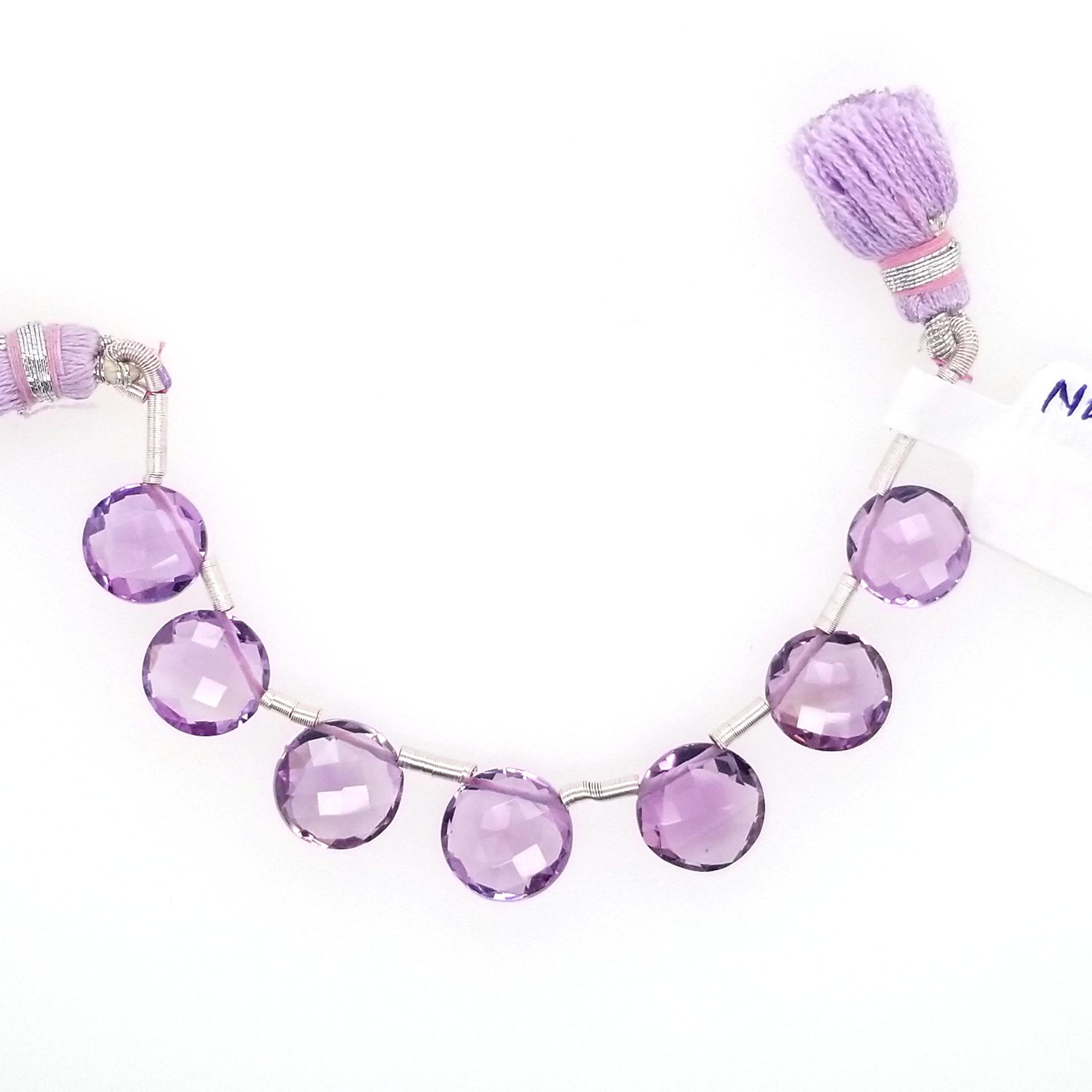Lavender Amethyst Round 9mm Drilled Beads Line 7 Pieces