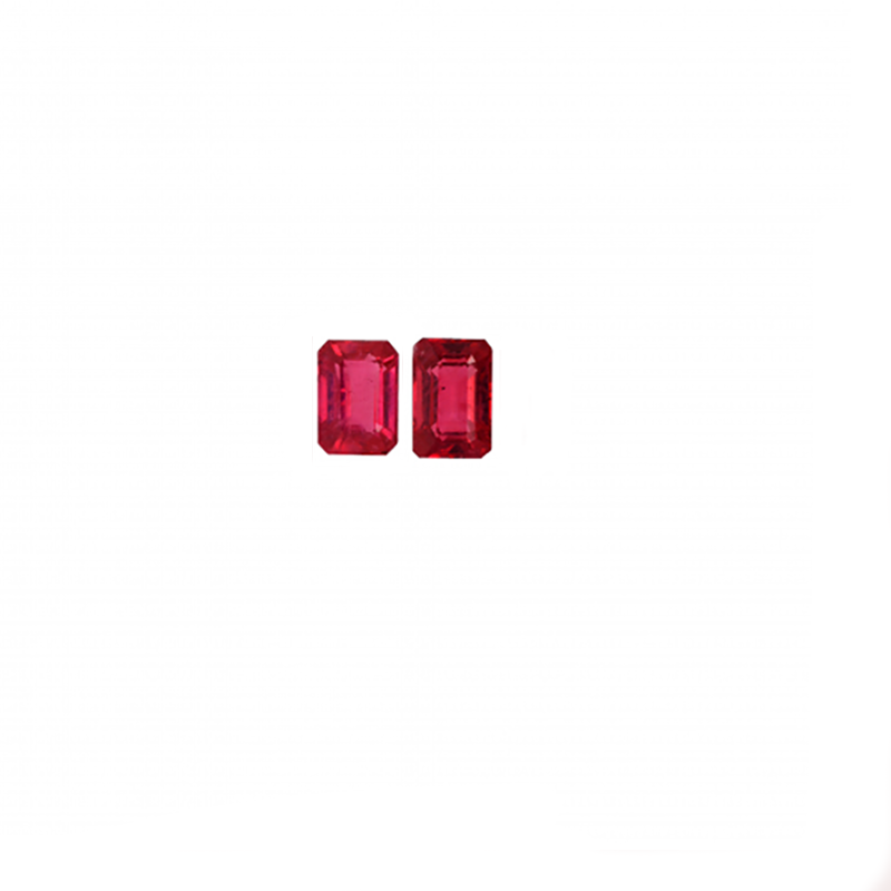 Madagascar Ruby Emerald Cut 6x4mm Matching Pair Approximately 1.57 Carat