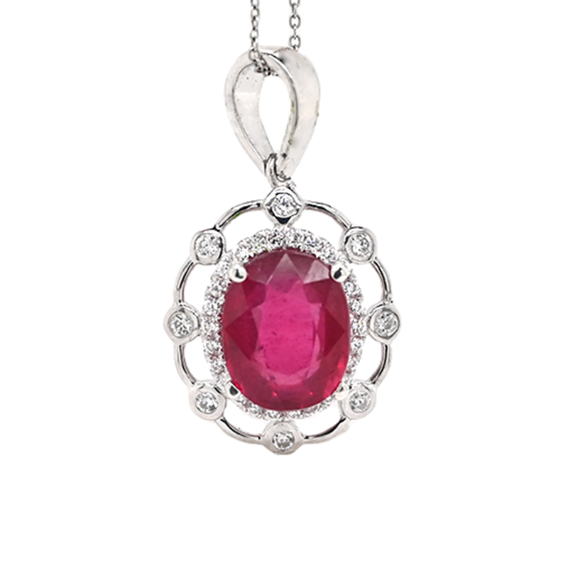 Madagascar Ruby Oval Shape 4.10 Carat Pendant in 925 Sterling Silver ( Chain not Included)