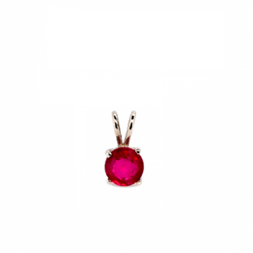 Madagascar Ruby Round 5mm, 0.64 Carat Solitaire Pendant In 14k White Gold (Chain Not Included)