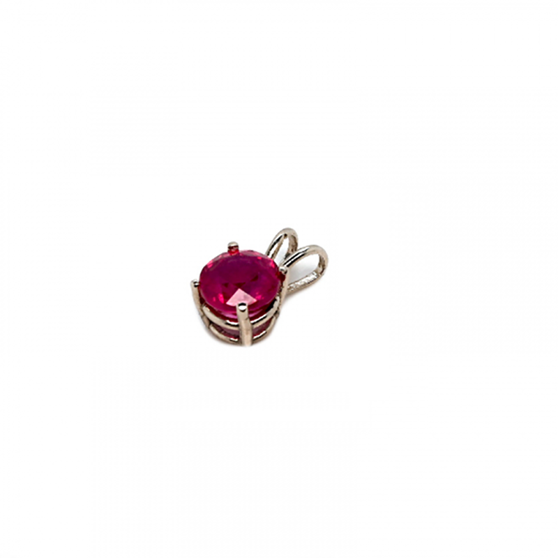 Madagascar Ruby Round 6mm, 1.20 Carat Solitaire Pendant In 14k White Gold (Chain Not Included)