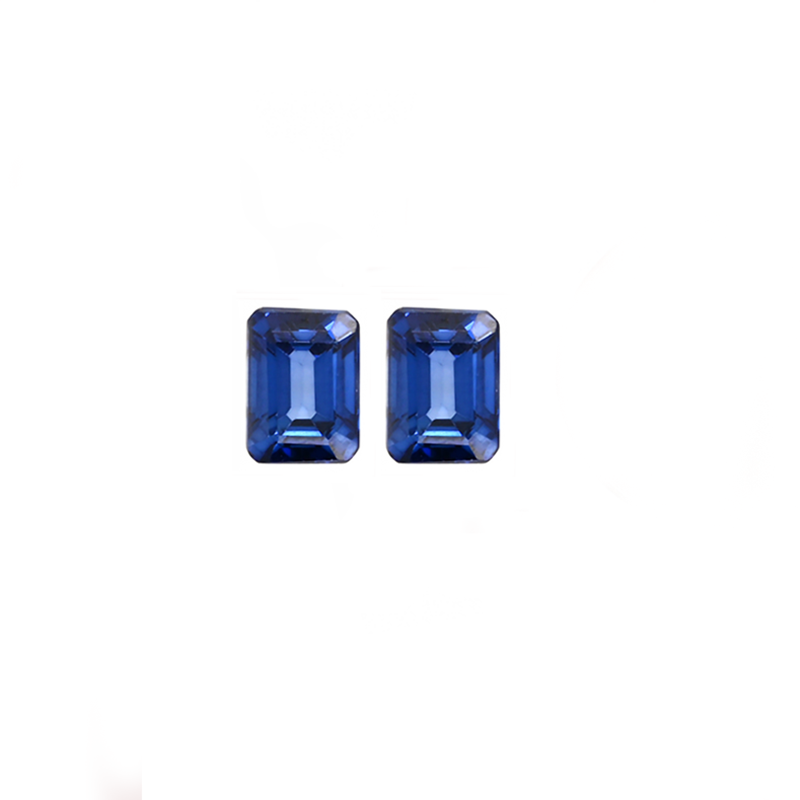 Nigerian Blue Sapphire Emerald Cut 6x4mm Matching Pair Approximately 1.62 Carat