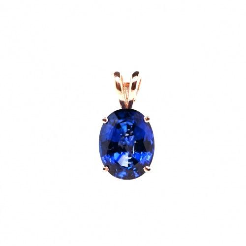 Nigerian Blue Sapphire Oval 8x6mm, 1.67 Carat Pendant in 14K Rose Gold (Chain Not Included)