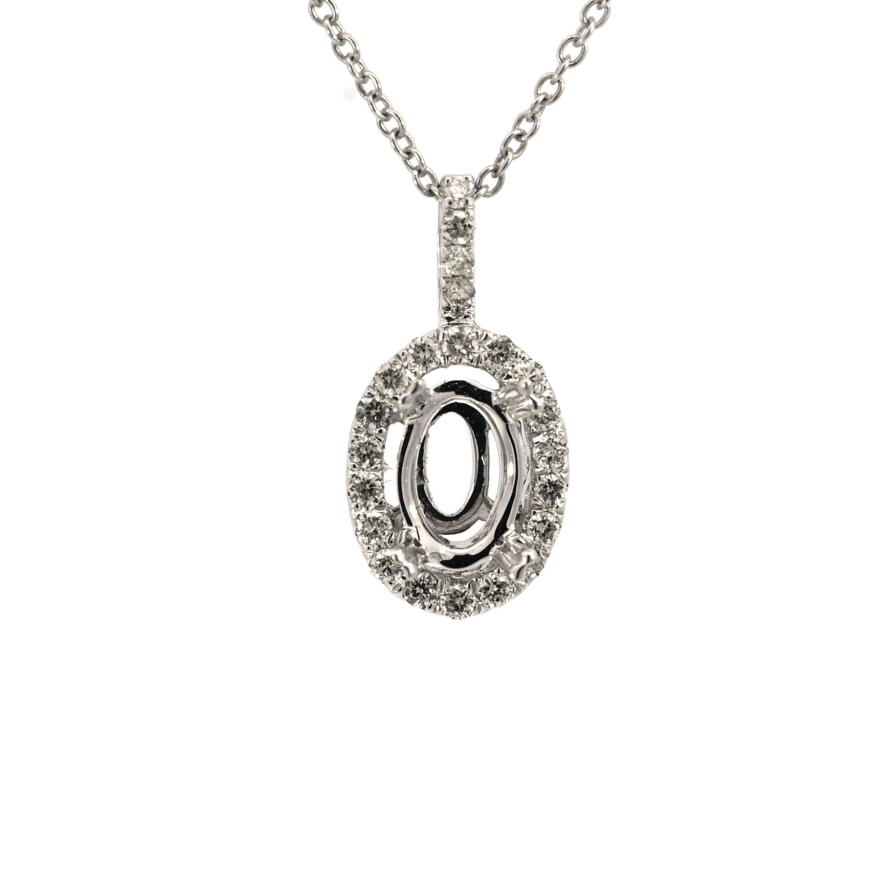 Oval 6x4mm Pendant Semi Mount in 14K Gold With Diamond Accents (Chain Not Included)