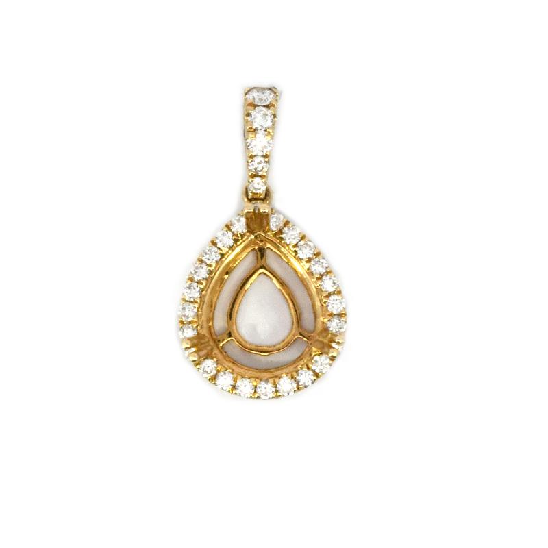 Pear Shape 11x9mm Pendant Semi Mount in 14K Yellow Gold with Diamond Accents