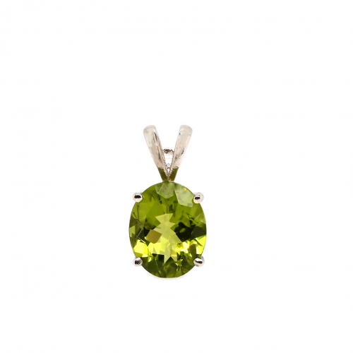 Peridot Oval 10x8, 2.89 Carat Pendant in 14K White Gold (Chain Not Included)