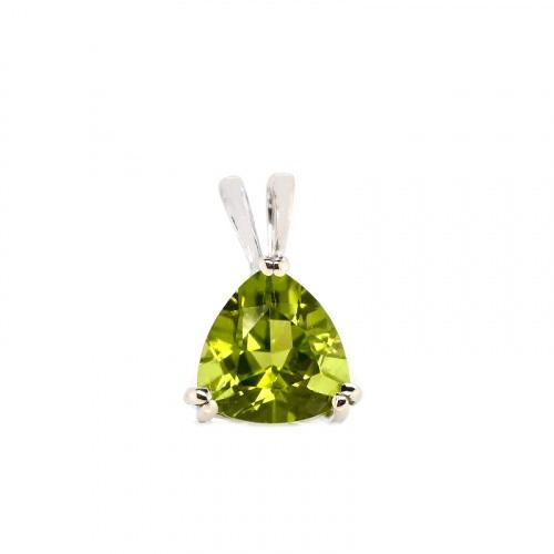 Peridot Trillion 8mm, 1.81 Carat Solitaire Pendant In 14k White Gold (Chain Not Included)
