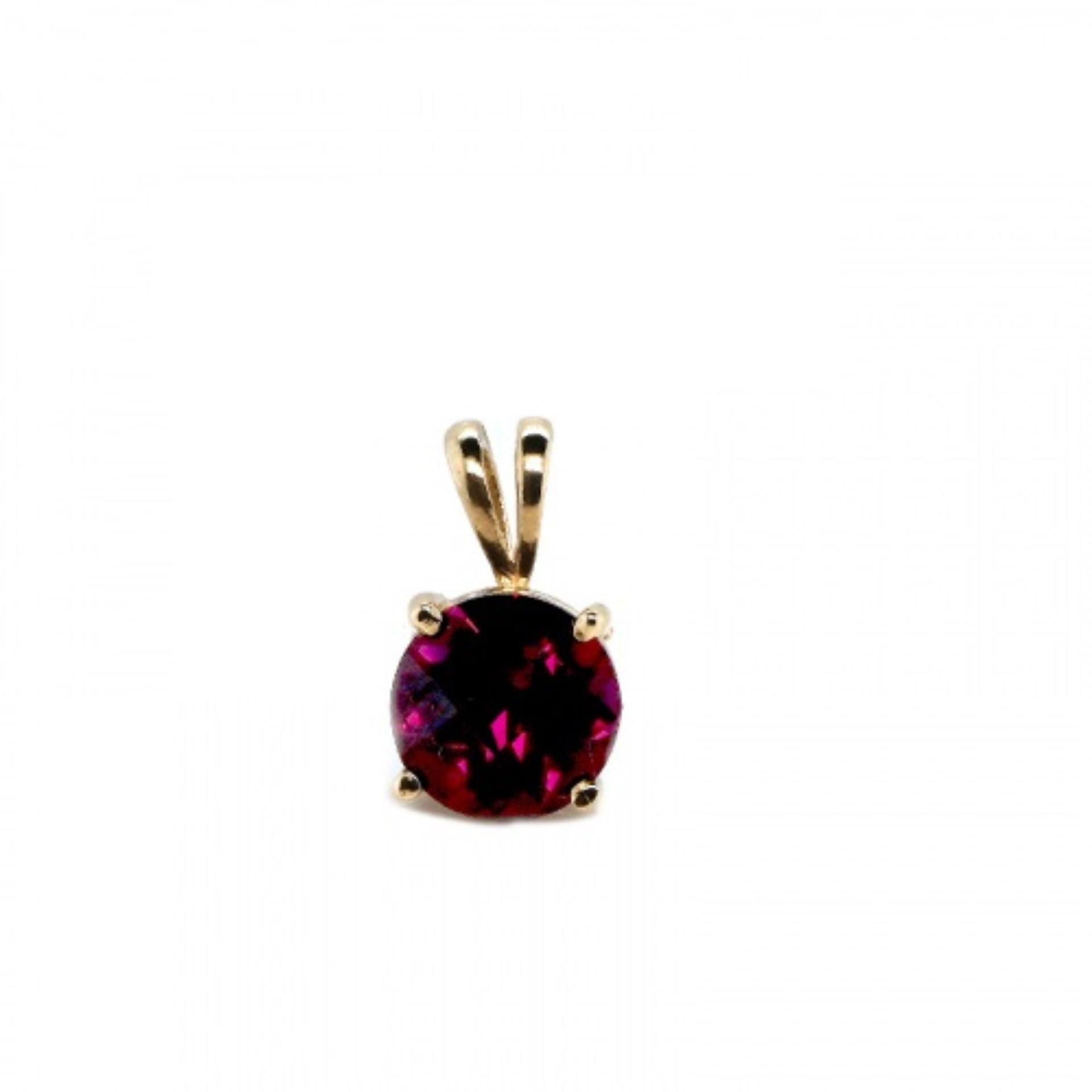 Rhodolite Garnet Round 7mm, 1.48 Carat Pendant in 14K Yellow Gold(Chain Not Included)