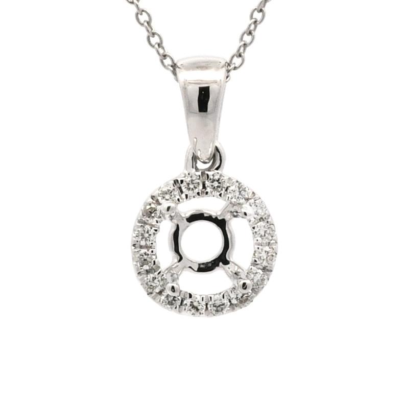 Round 5mm Pendant Semi Mount In 14K White Gold With Diamond Accents (Chain Not Included)